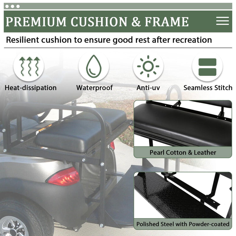 DURAFORCE Rear Flip Seat Kit Back Seat w/Grab Bar For Club Car DS 2000-2013 Golf Cart