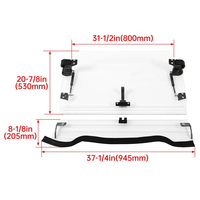 DURAFORCE For 14-18 Polaris RZR XP 1000 /S4 S RZR 900 Full Flip Up Split Windshield 2-IN-1
