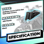 DURAFORCE Black Radiator Cover Grill & Gas Tank Side Covers For Yamaha Banshee 1987-2006