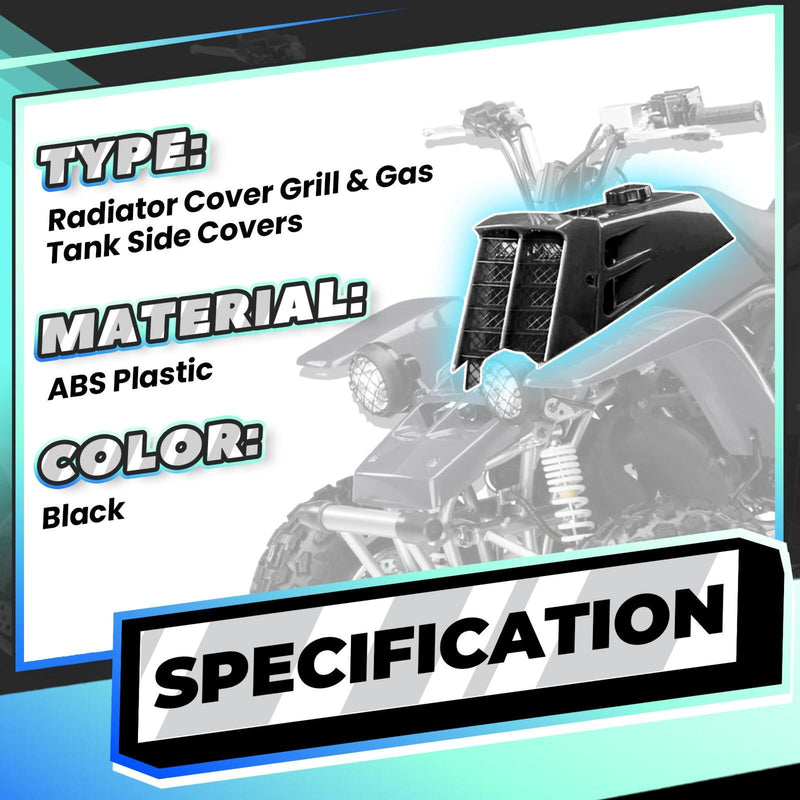 DURAFORCE Black Radiator Cover Grill & Gas Tank Side Covers For Yamaha Banshee 1987-2006