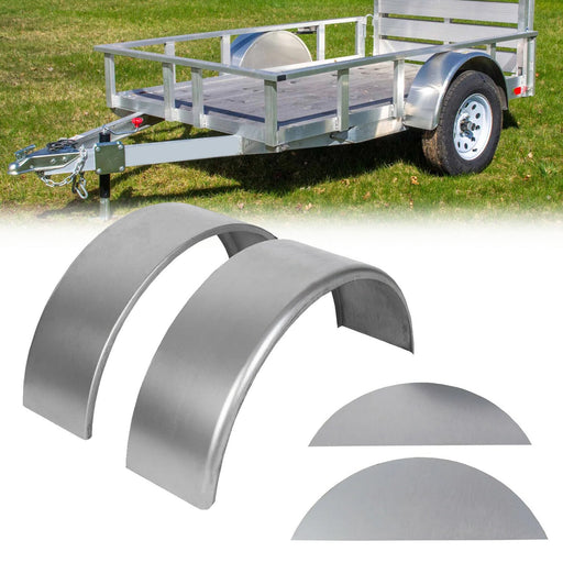 DURAFORCE Pair of Steel Round Single Axle Trailer Fenders & Fender Backs For 14"-16" Wheel