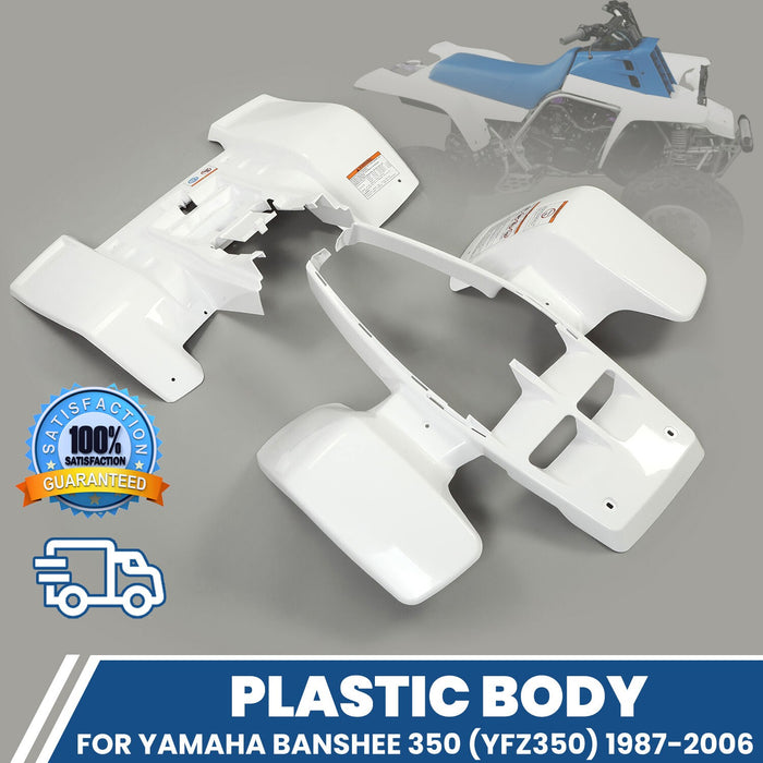 DURAFORCE 1Set Front & Rear Fender Plastic Body For 1987-2006 Yamaha Banshee 350 White