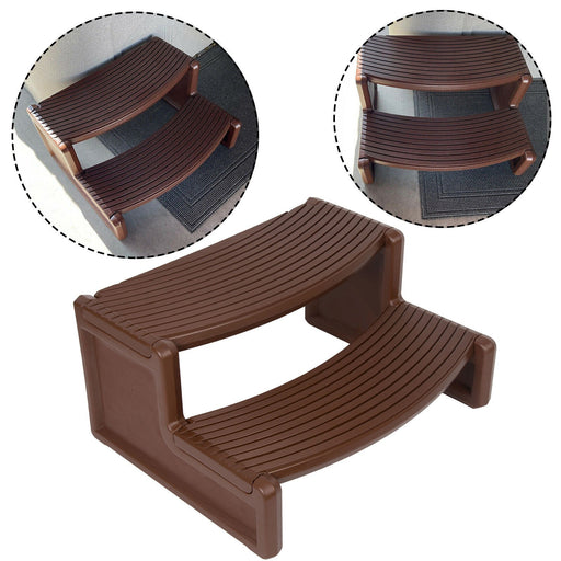 DURAFORCE Spa and Hot Tubs Step Plastic Stairs For Round/Straight Sided Spa Espresso/Brown