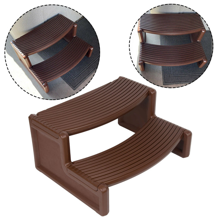 DURAFORCE Spa and Hot Tubs Step Plastic Stairs For Round/Straight Sided Spa Espresso/Brown