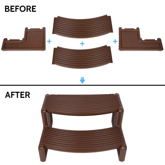 DURAFORCE Spa and Hot Tubs Step Plastic Stairs For Round/Straight Sided Spa Espresso/Brown
