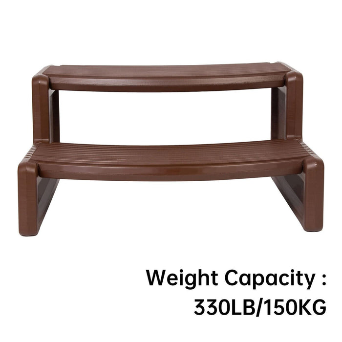 DURAFORCE Spa and Hot Tubs Step Plastic Stairs For Round/Straight Sided Spa Espresso/Brown