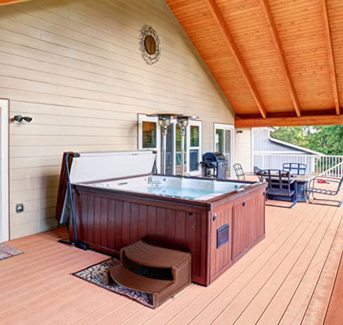 DURAFORCE Spa and Hot Tubs Step Plastic Stairs For Round/Straight Sided Spa Espresso/Brown