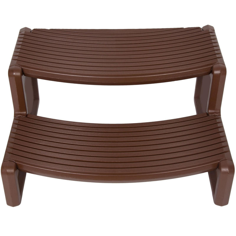 DURAFORCE Spa and Hot Tubs Step Plastic Stairs For Round/Straight Sided Spa Espresso/Brown