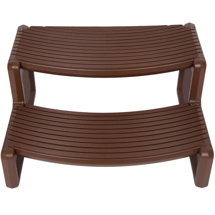 DURAFORCE Spa and Hot Tubs Step Plastic Stairs For Round/Straight Sided Spa Espresso/Brown