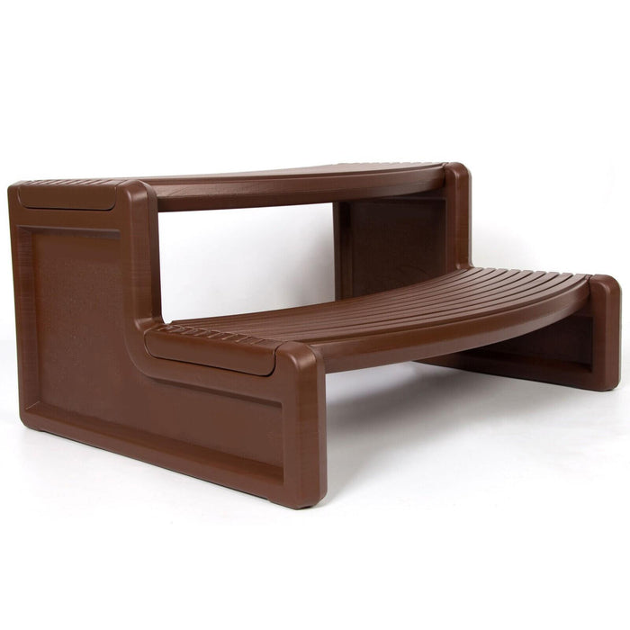 DURAFORCE Spa and Hot Tubs Step Plastic Stairs For Round/Straight Sided Spa Espresso/Brown