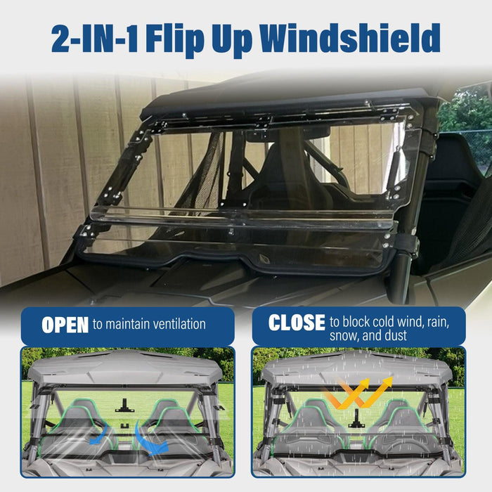 DURAFORCE Flip Windshield Scratch Resistant for 2019-2024 Honda Talon 1000R/X 1000X-4