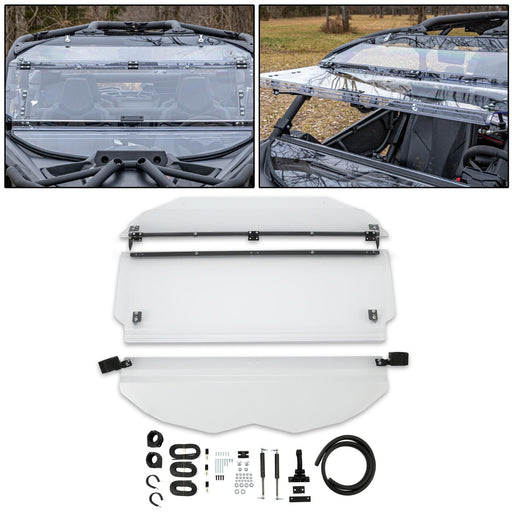 DURAFORCE Scratch Resistant 2-IN-1 Front Flip Windshield for 2017+ Can-Am Maverick X3