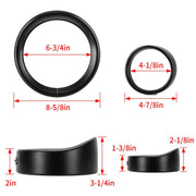 DURAFORCE 7" Headlight 4.5" Fog Lamp Visor Trim Ring Bezel For Harley Touring Softail