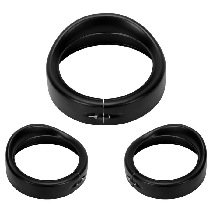 DURAFORCE 7" Headlight 4.5" Fog Lamp Visor Trim Ring Bezel For Harley Touring Softail