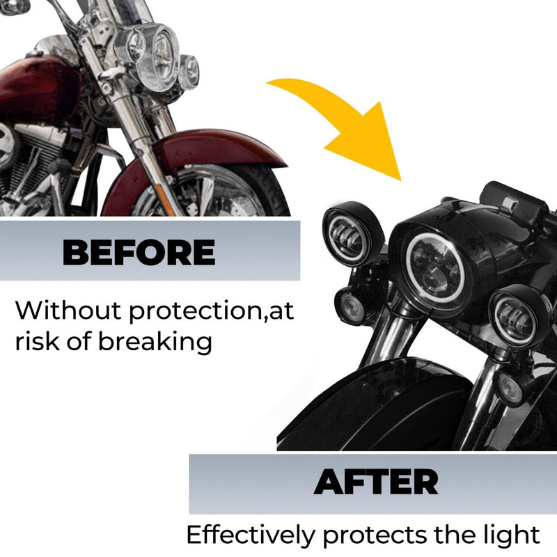 DURAFORCE 7" Headlight 4.5" Fog Lamp Visor Trim Ring Bezel For Harley Touring Softail