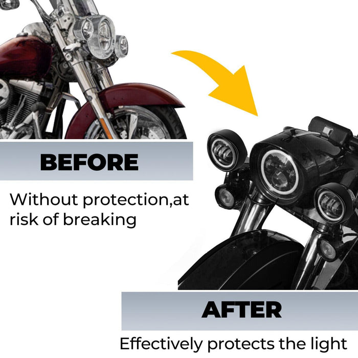 DURAFORCE 7" Headlight 4.5" Fog Lamp Visor Trim Ring Bezel For Harley Touring Softail