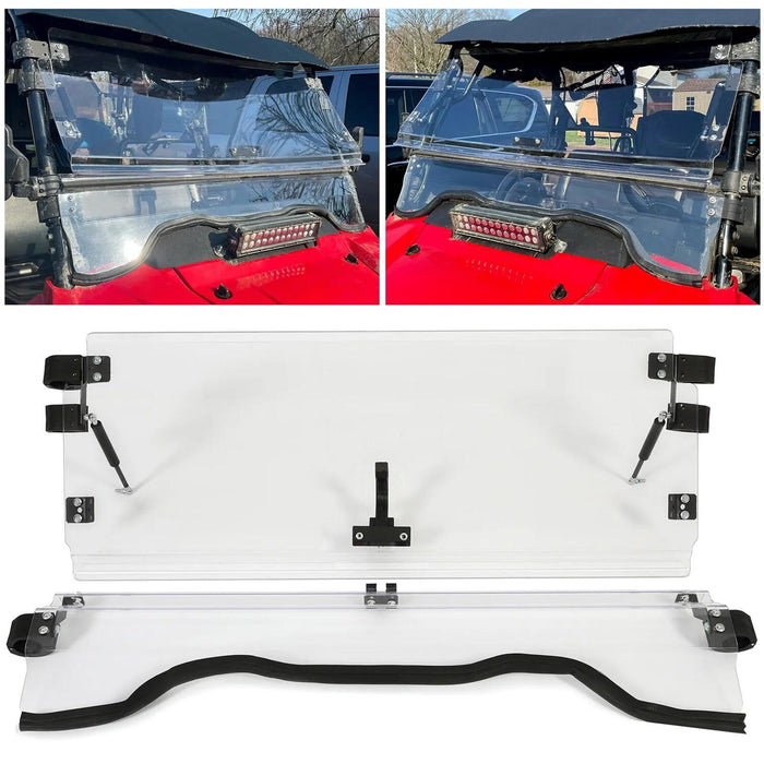 DURAFORCE Front Scratch Resistant Flip Windshield Clear For 2014-2025 Honda Pioneer 700 4