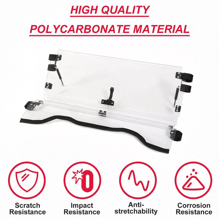 DURAFORCE Front Scratch Resistant Flip Windshield Clear For 2014-2025 Honda Pioneer 700 4