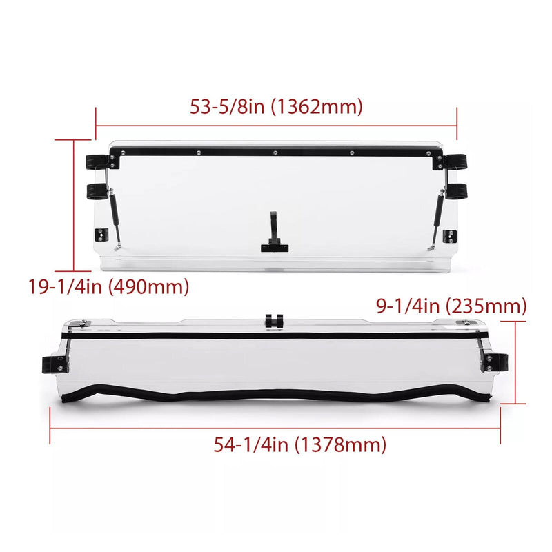 DURAFORCE Folding Flip Windshield Scratch Resistant For Kawasaki Teryx 4 800/ 4 S ,2016-23