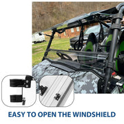 DURAFORCE Folding Flip Windshield Scratch Resistant For Kawasaki Teryx 4 800/ 4 S ,2016-23