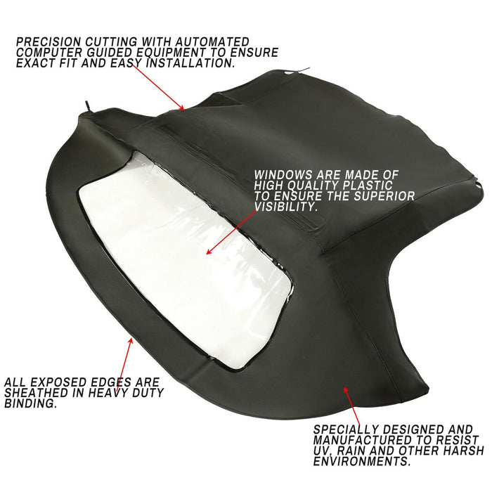 DURAFORCE For 96-02 BMW Z3 Convertible Soft Top Replacement & Plastic window Black & Clear