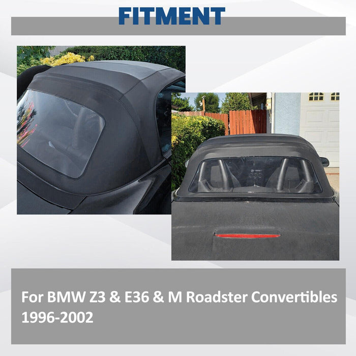 DURAFORCE For 96-02 BMW Z3 Convertible Soft Top Replacement & Plastic window Black & Clear