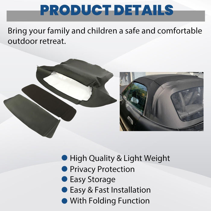 DURAFORCE For 96-02 BMW Z3 Convertible Soft Top Replacement & Plastic window Black & Clear