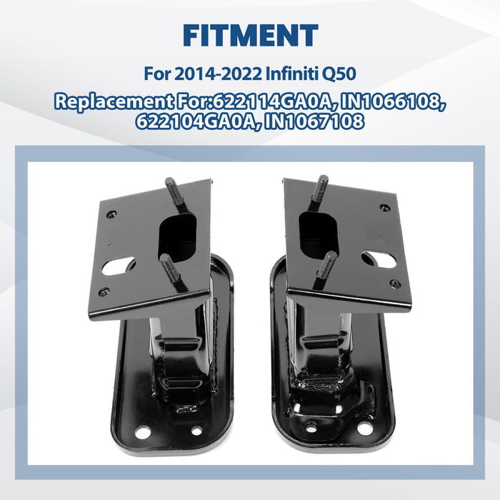 DURAFORCE For 2014-22 Infiniti Q50 Front Bumper Bracket Reinforcement Impact Bar Stay PAIR