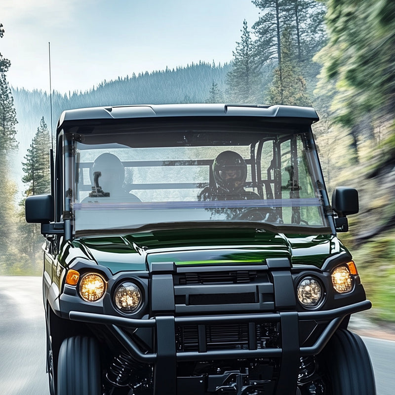 DURAFORCE Scratch Resistant Flip Down Windshield For 2015+ Kawasaki Mule Pro FXT DXT DX FX