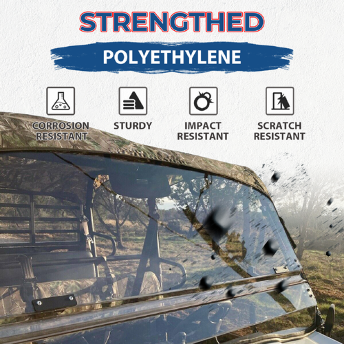DURAFORCE Scratch Resistant Flip Down Windshield For 2015+ Kawasaki Mule Pro FXT DXT DX FX