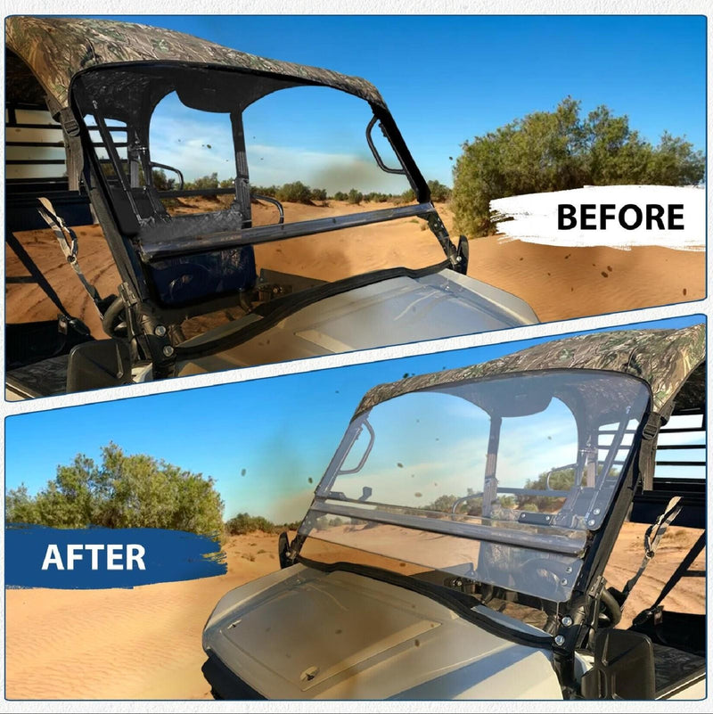 DURAFORCE Scratch Resistant Flip Down Windshield For 2015+ Kawasaki Mule Pro FXT DXT DX FX