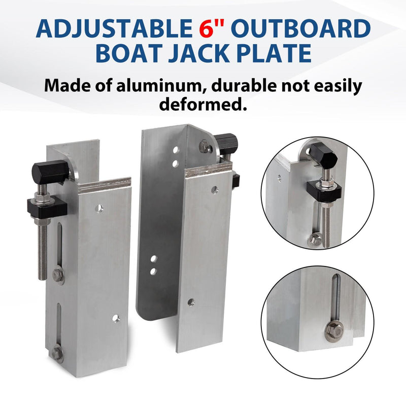 DURAFORCE Jack Plate 6" Set Back 4'' Adjustable Outboard Boat Aluminum Replace for JPL4000