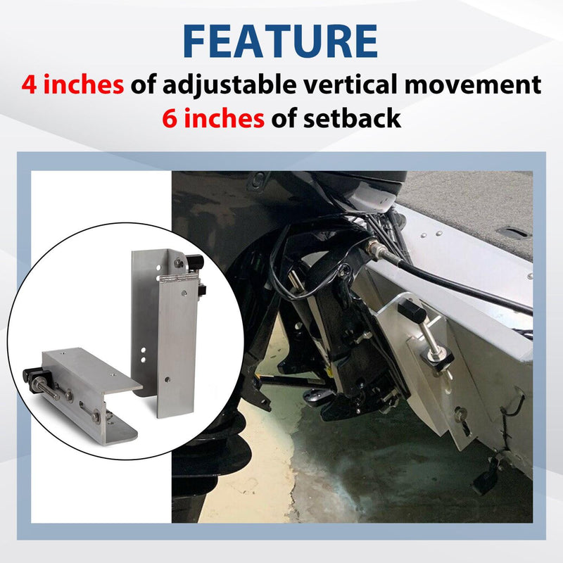 DURAFORCE Jack Plate 6" Set Back 4'' Adjustable Outboard Boat Aluminum Replace for JPL4000