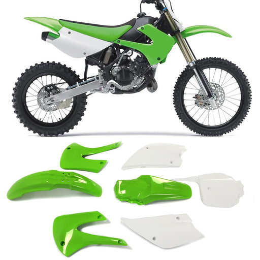 DURAFORCE Restyled Plastic Body Kit For Kawasaki KX85 KX100 2001-2013 Green & White Colors