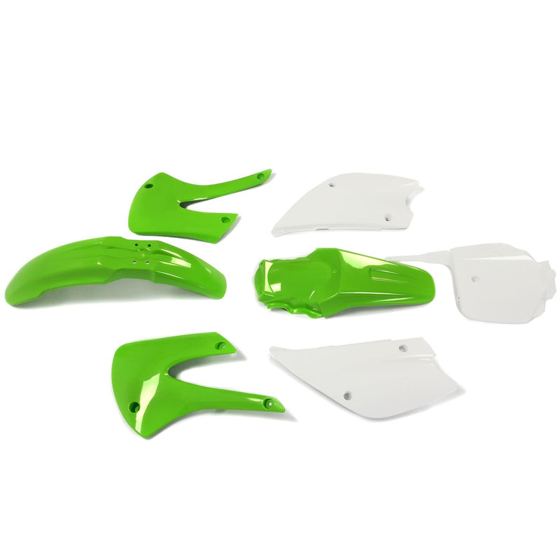 DURAFORCE Restyled Plastic Body Kit For Kawasaki KX85 KX100 2001-2013 Green & White Colors
