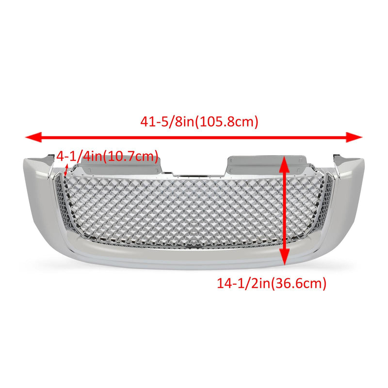 DURAFORCE For 02-08 GMC Envoy Chrome Luxury Mesh Style Front Upper Hood Bumper Grille