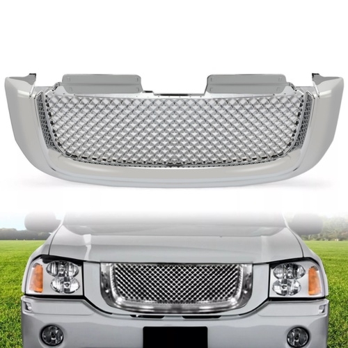 DURAFORCE For 02-08 GMC Envoy Chrome Luxury Mesh Style Front Upper Hood Bumper Grille