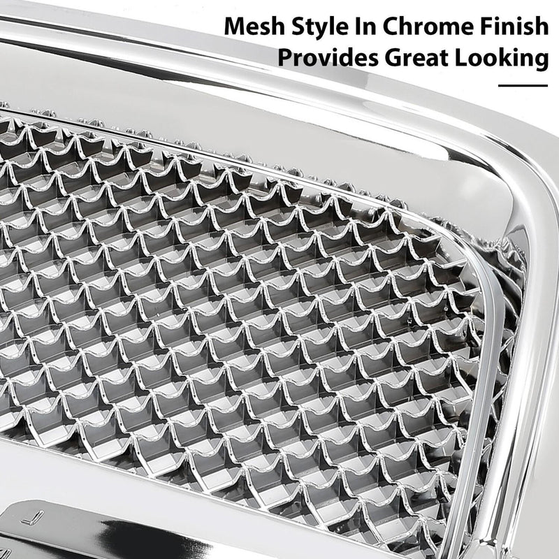 DURAFORCE For 02-08 GMC Envoy Chrome Luxury Mesh Style Front Upper Hood Bumper Grille