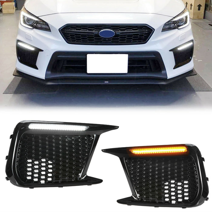 DURAFORCE Fog Lights Bezels with White/Amber Running LED DRL For 2018-up Subaru WRX STI