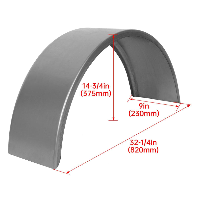 DURAFORCE For 14"-16" Wheel NEW Steel Round Single Axle Trailer Fender & Fender back