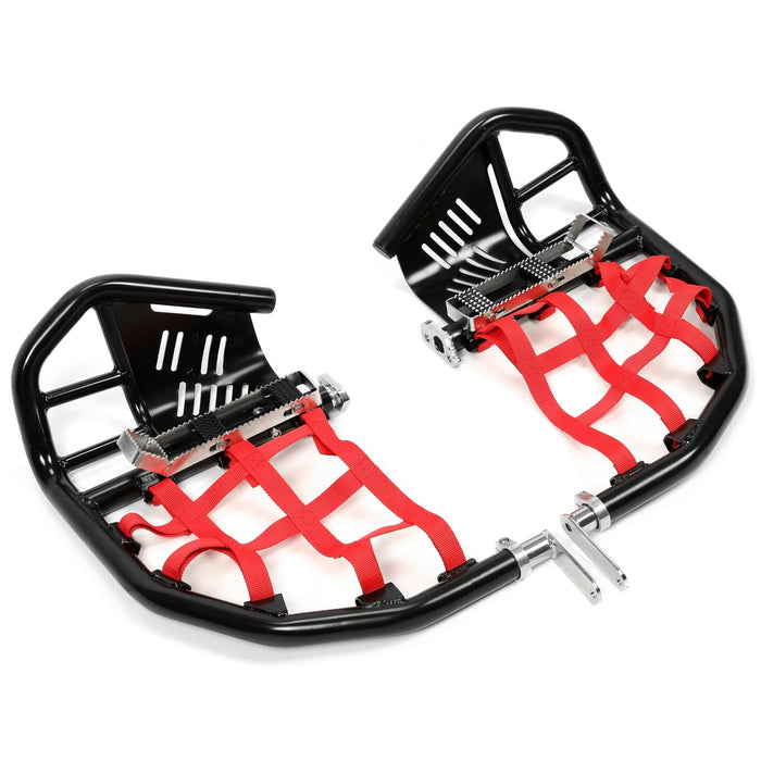 DURAFORCE For Honda TRX 400EX 400X Nerf Bars Pro Peg Black Bars Red Nets Bar Heel Guard