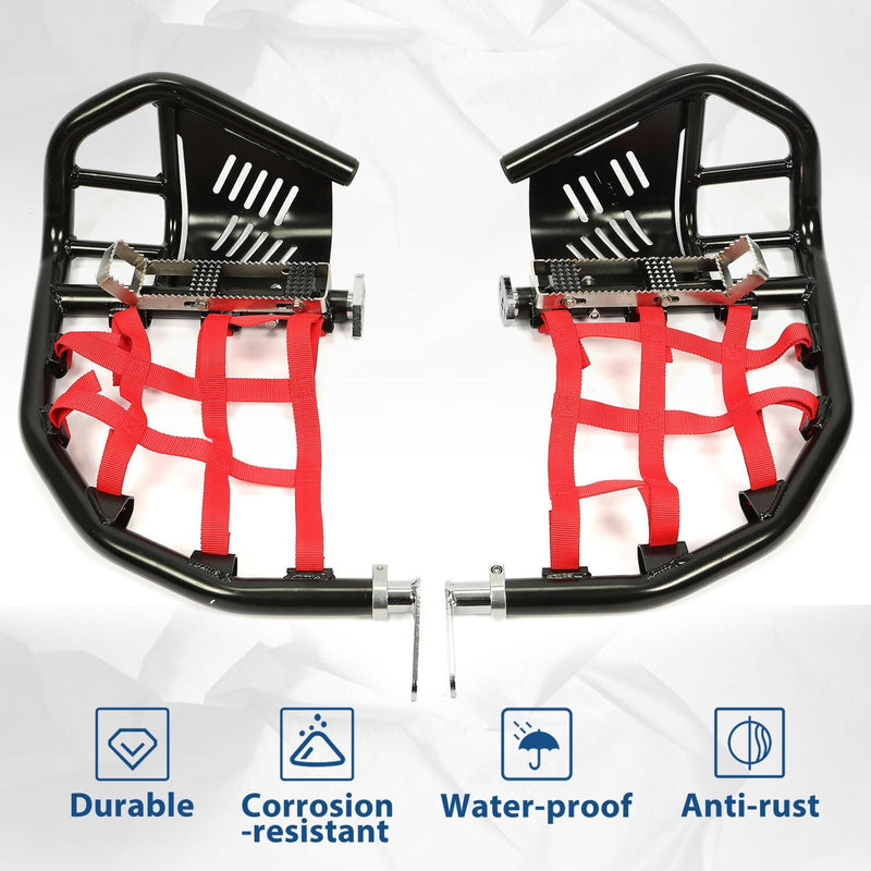 DURAFORCE For Honda TRX 400EX 400X Nerf Bars Pro Peg Black Bars Red Nets Bar Heel Guard
