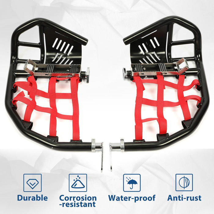 DURAFORCE For Honda TRX 400EX 400X Nerf Bars Pro Peg Black Bars Red Nets Bar Heel Guard