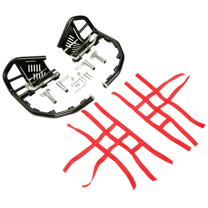 DURAFORCE For Honda TRX 400EX 400X Nerf Bars Pro Peg Black Bars Red Nets Bar Heel Guard