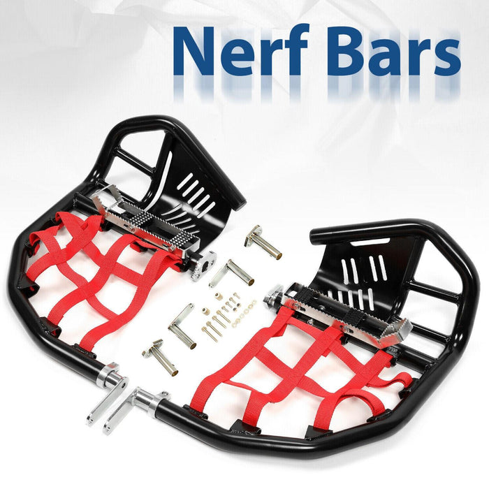 DURAFORCE For Honda TRX 400EX 400X Nerf Bars Pro Peg Black Bars Red Nets Bar Heel Guard