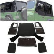 DURAFORCE For 1987-1995 1988 Jeep Wrangler YJ Soft Top Half Doors Sailcloth Black #9870215