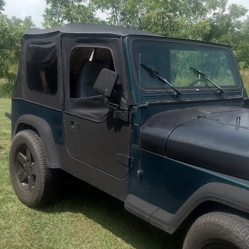 DURAFORCE For 1987-1995 1988 Jeep Wrangler YJ Soft Top Half Doors Sailcloth Black #9870215