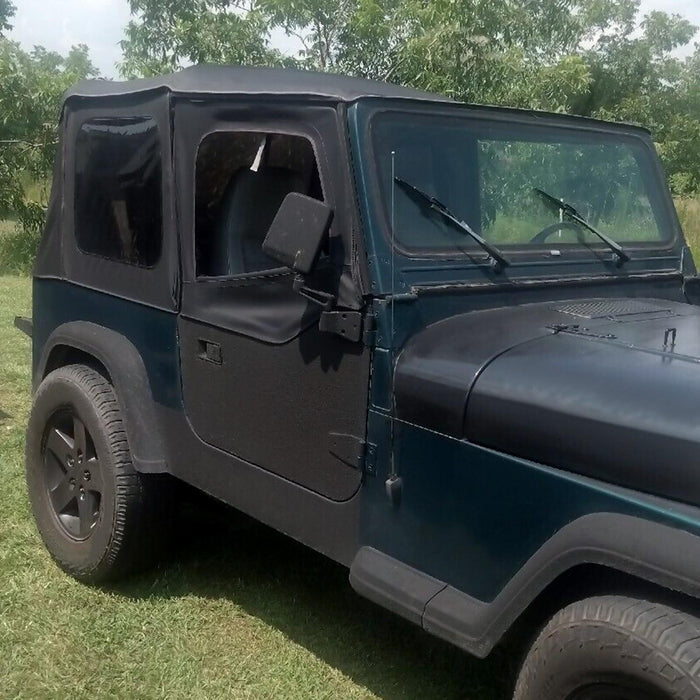 DURAFORCE For 1987-1995 1988 Jeep Wrangler YJ Soft Top Half Doors Sailcloth Black #9870215
