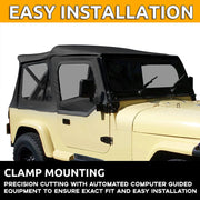 DURAFORCE For 1987-1995 1988 Jeep Wrangler YJ Soft Top Half Doors Sailcloth Black #9870215