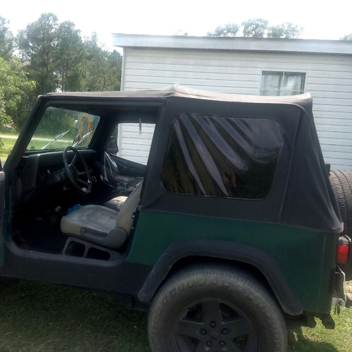 DURAFORCE For 1987-1995 1988 Jeep Wrangler YJ Soft Top Half Doors Sailcloth Black #9870215